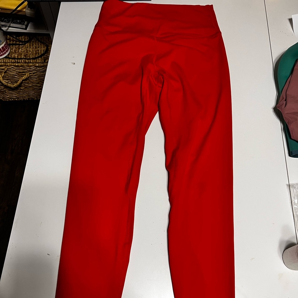 Candy red front seam leggings